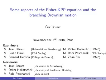 Some aspects of the Fisher-KPP equation and the  branching Brownian motion  ric Brunet November
