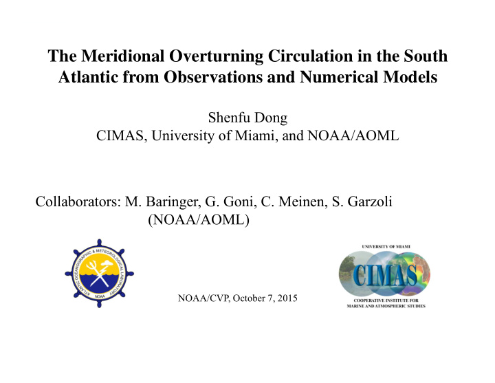 the meridional overturning circulation in the south