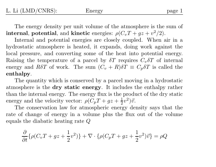 l li lmd cnrs energy page 1 the energy density per unit