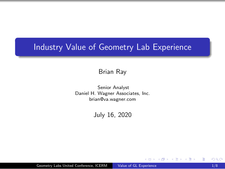 industry value of geometry lab experience