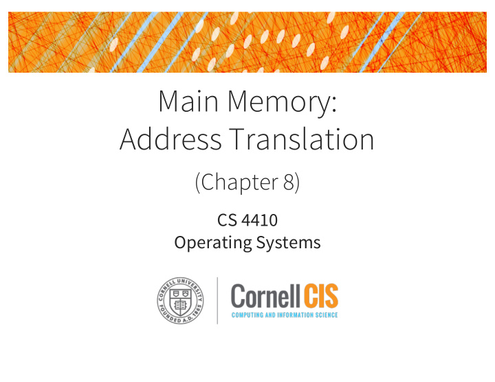 main memory address translation
