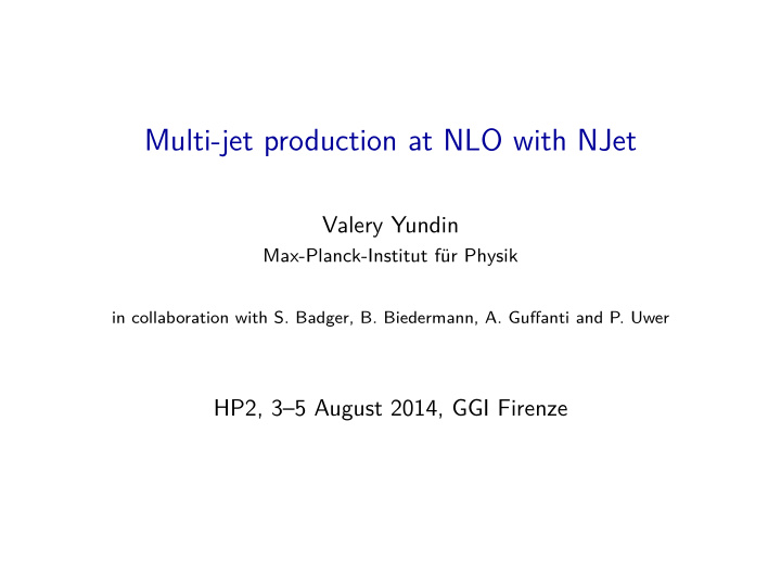 multi jet production at nlo with njet