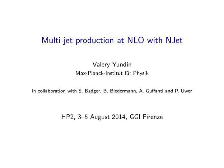 multi jet production at nlo with njet