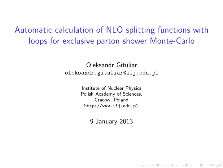 automatic calculation of nlo splitting functions with