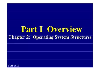 P  Part I  Overview  t I O  i  C  Chapter 2:  Operating System Structures  2  O  i  S  S  1  Fall