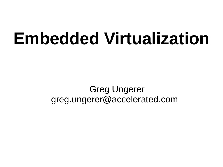 embedded virtualization