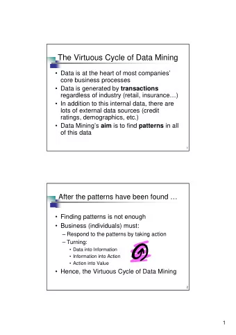 The Virtuous Cycle of Data Mining   Data is at the heart of most companies  core business
