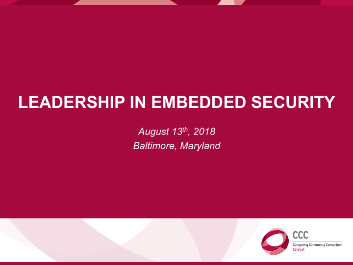leadership in embedded security