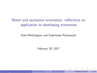 Water and sanitation economics: reflections on  application to developing economies  Dale