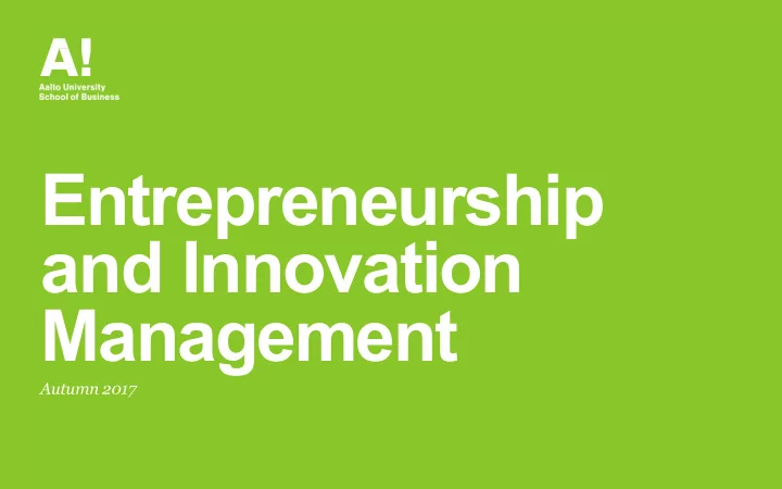 entrepreneurship and innovation management