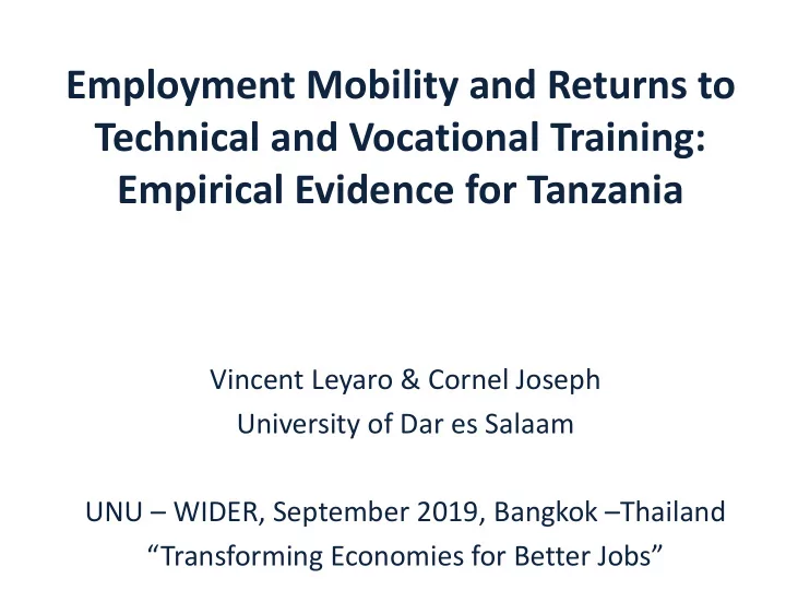 employment mobility and returns to