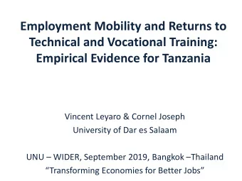 Employment Mobility and Returns to  Technical and Vocational Training:  Empirical Evidence for