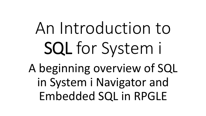 an introduction to sql for system i
