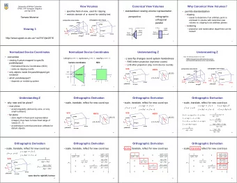 View Volumes  Canonical View Volumes  Why Canonical View Volumes?  University of British Columbia