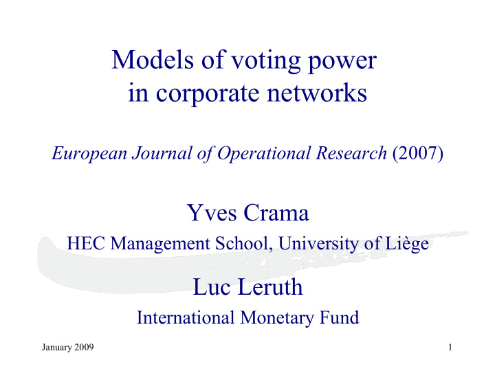 models of voting power in corporate networks