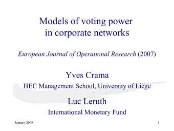 Models of voting power  in corporate networks European Journal of Operational Research (2007)  Yves