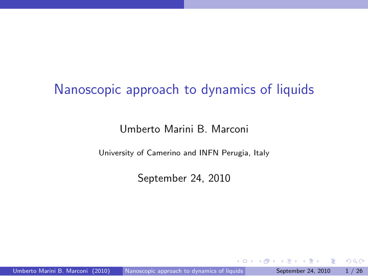 nanoscopic approach to dynamics of liquids