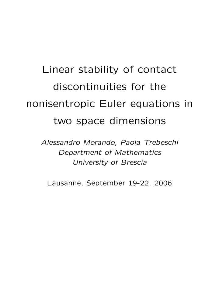 linear stability of contact discontinuities for the
