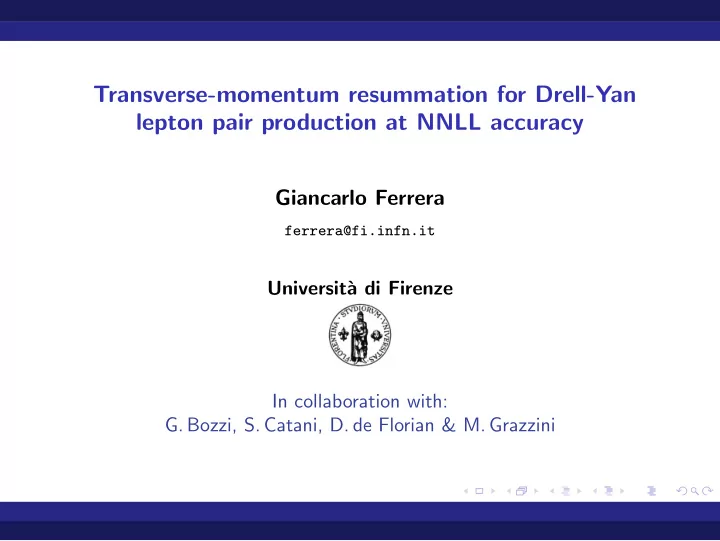 transverse momentum resummation for drell yan lepton pair