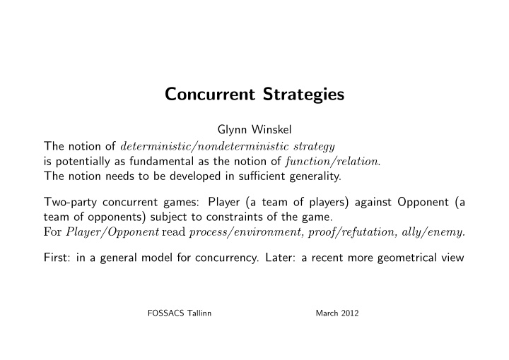 concurrent strategies
