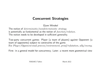 Concurrent Strategies  Glynn Winskel The notion of deterministic/nondeterministic strategy is