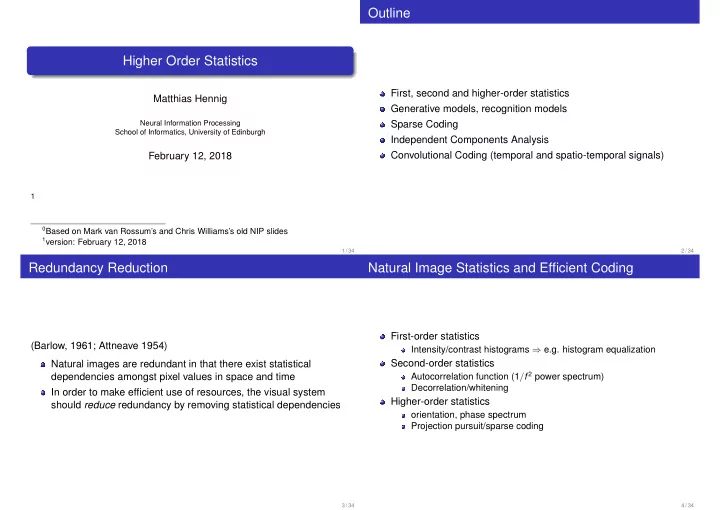 outline higher order statistics