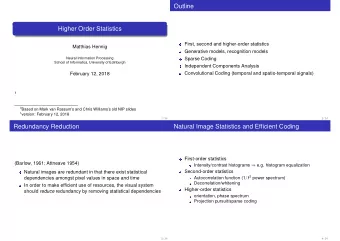 Outline  Higher Order Statistics  First, second and higher-order statistics  Matthias Hennig