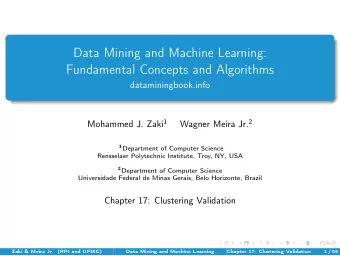Data Mining and Machine Learning:  Fundamental Concepts and Algorithms  dataminingbook.info