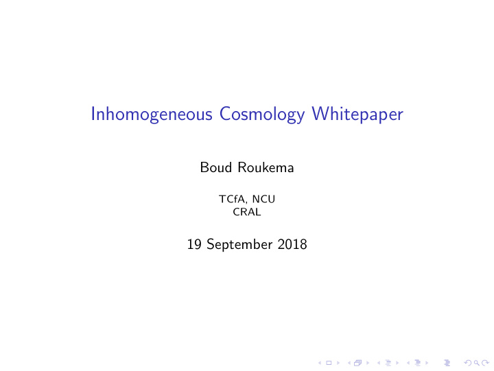 inhomogeneous cosmology whitepaper