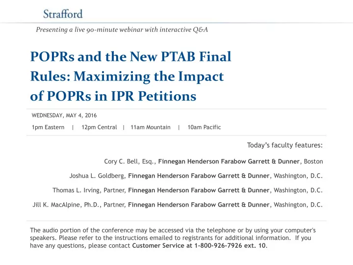 poprs and the new ptab final rules maximizing the impact