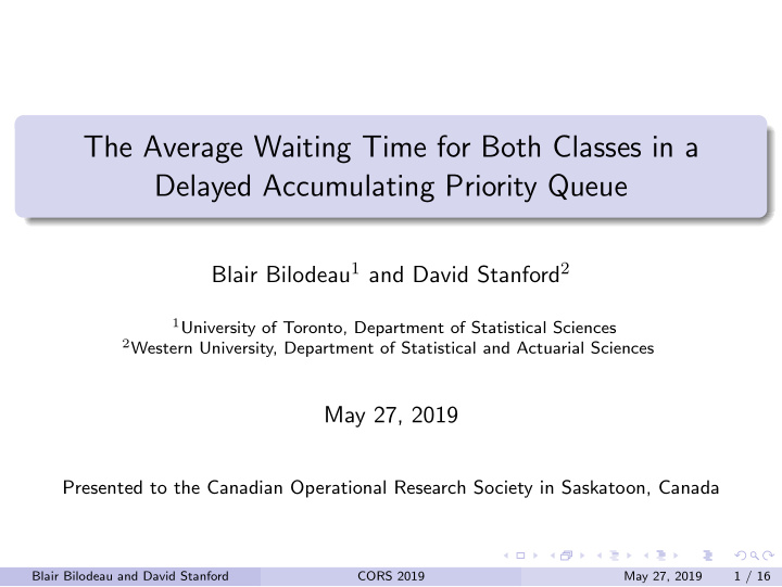 the average waiting time for both classes in a delayed