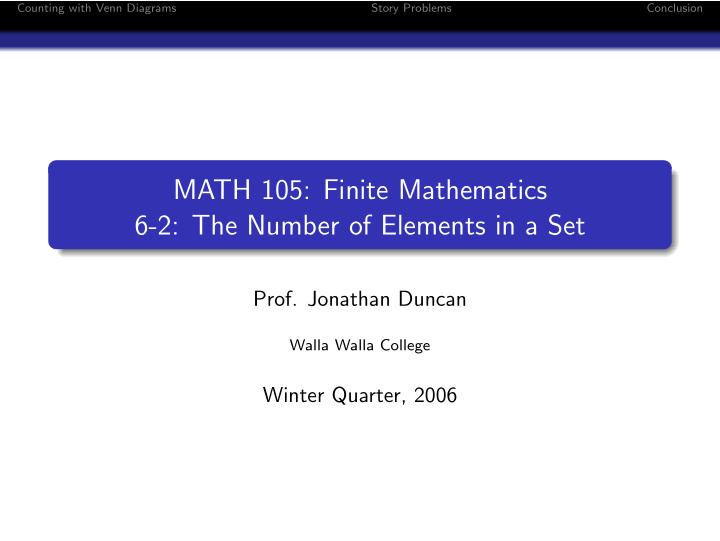 math 105 finite mathematics 6 2 the number of elements in