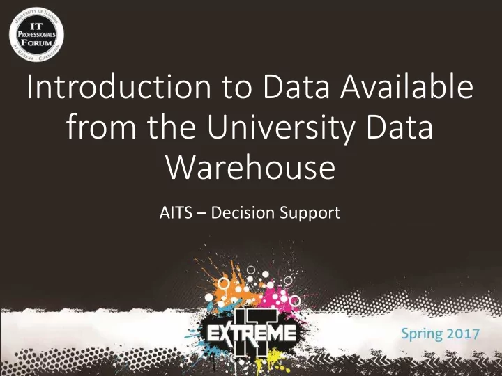 introduction to data available from the university data