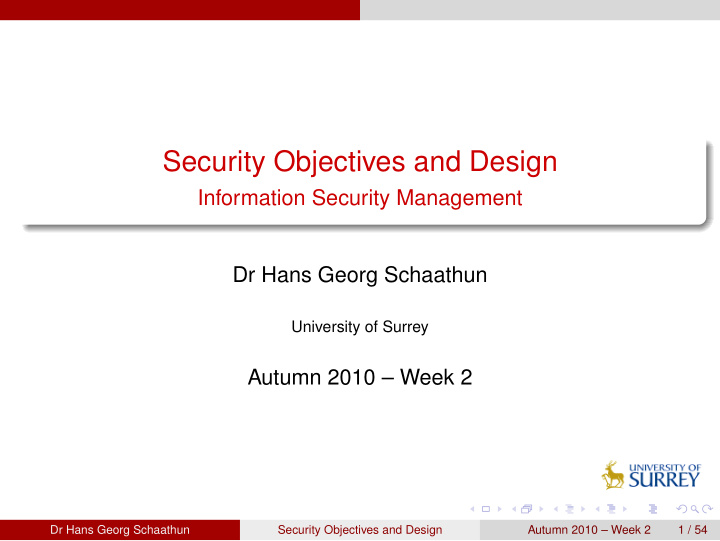 security objectives and design
