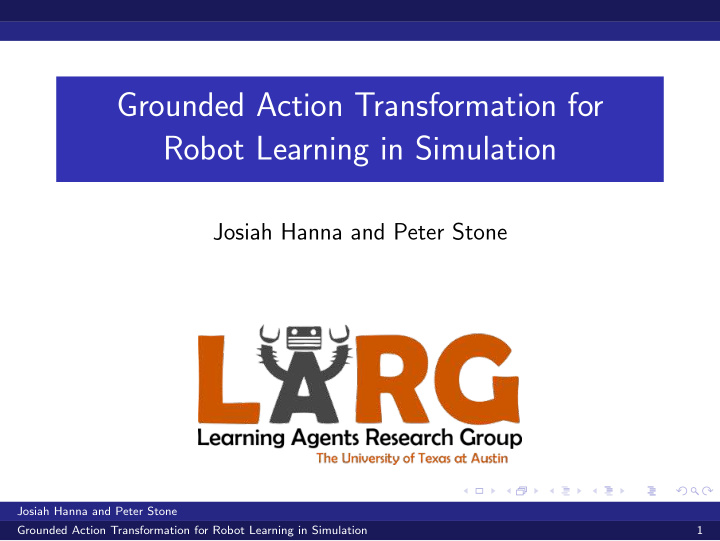 grounded action transformation for robot learning in
