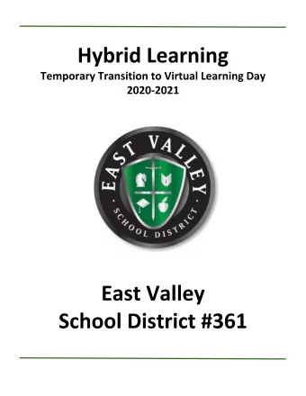 We are committed to high quality learning experiences for all students in EVSD. Our Transition to