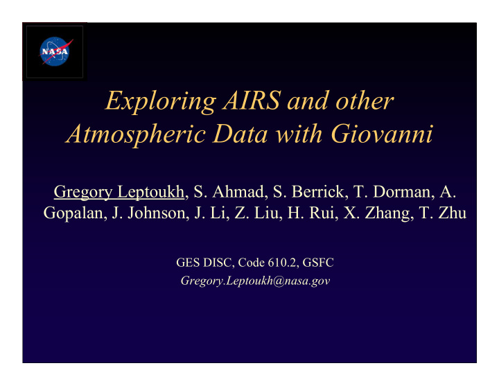 exploring airs and other atmospheric data with giovanni