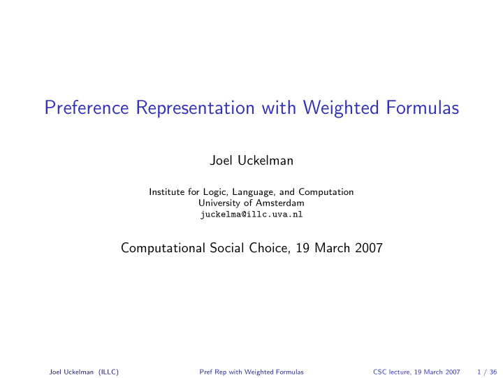 preference representation with weighted formulas