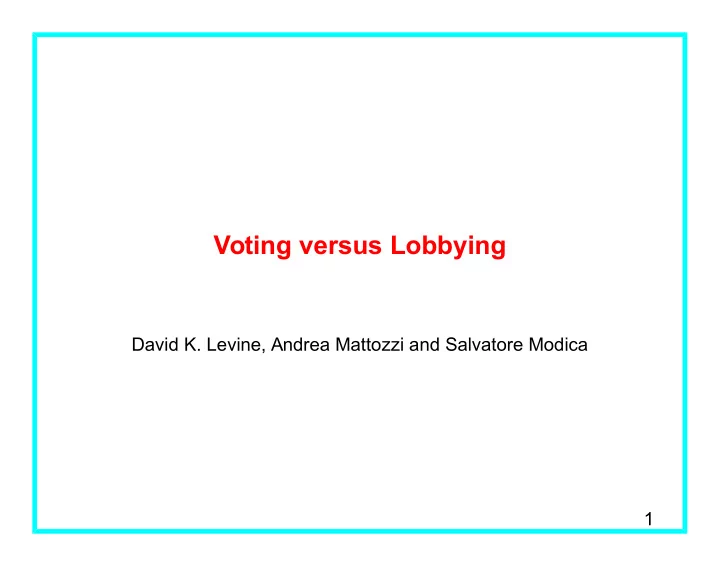 voting versus lobbying
