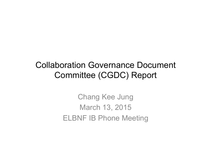 collaboration governance document committee cgdc report