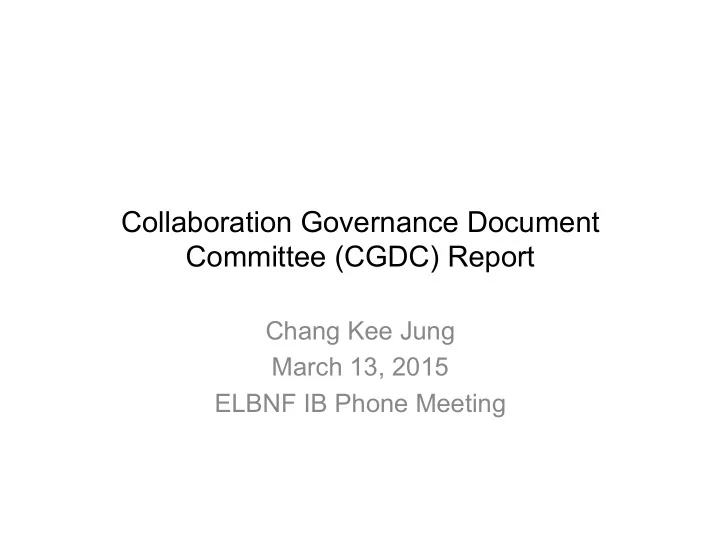 collaboration governance document committee cgdc report