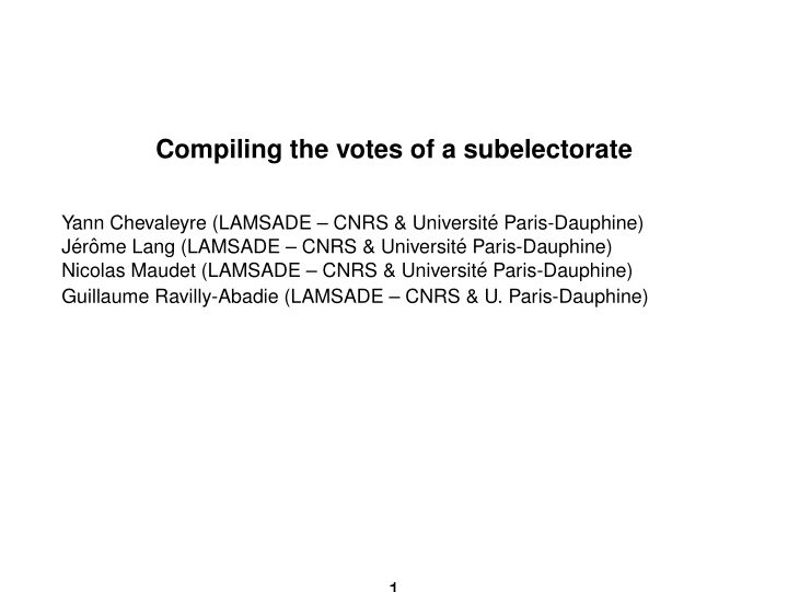 compiling the votes of a subelectorate