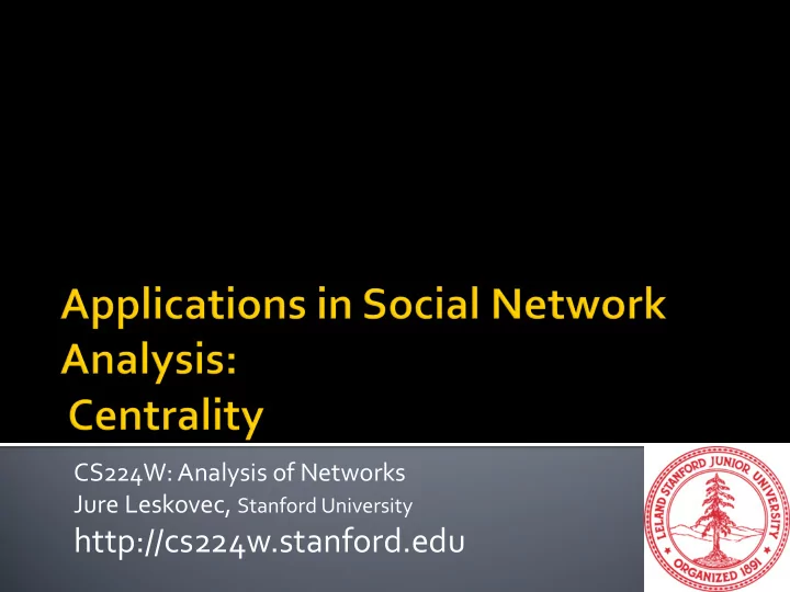 http cs224w stanford edu