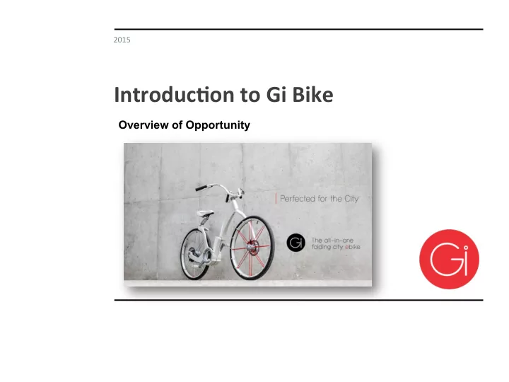 introduc on to gi bike