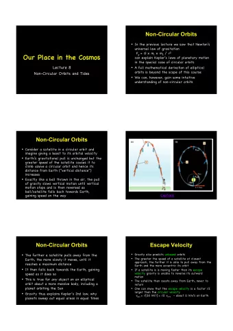 Our  Our Place  Place in  in the  the Cosmos  Cosmos  can explain Keplers laws of planetary