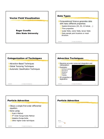 1  Particle Advection  Particle Advection  4/28/2003  R. Crawfis, Ohio State Univ.  4/28/2003  R.