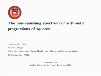 The non-vanishing spectrum of arithmetic  progressions of squares  Thomas A. Hulse  Boston College