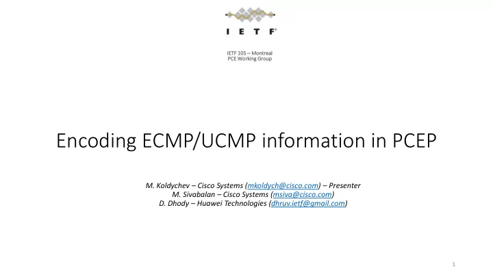 encoding ecmp ucmp information in pcep