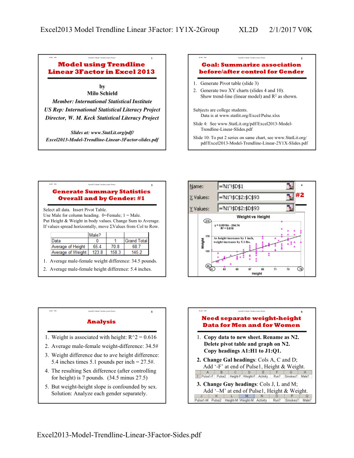 excel2013 model trendline linear 3factor 1y1x 2group xl2d