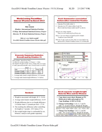 Excel2013 Model Trendline Linear 3Factor: 1Y1X-2Group  XL2D      2/1/2017 V0K  XL2D   V0K  XL2D